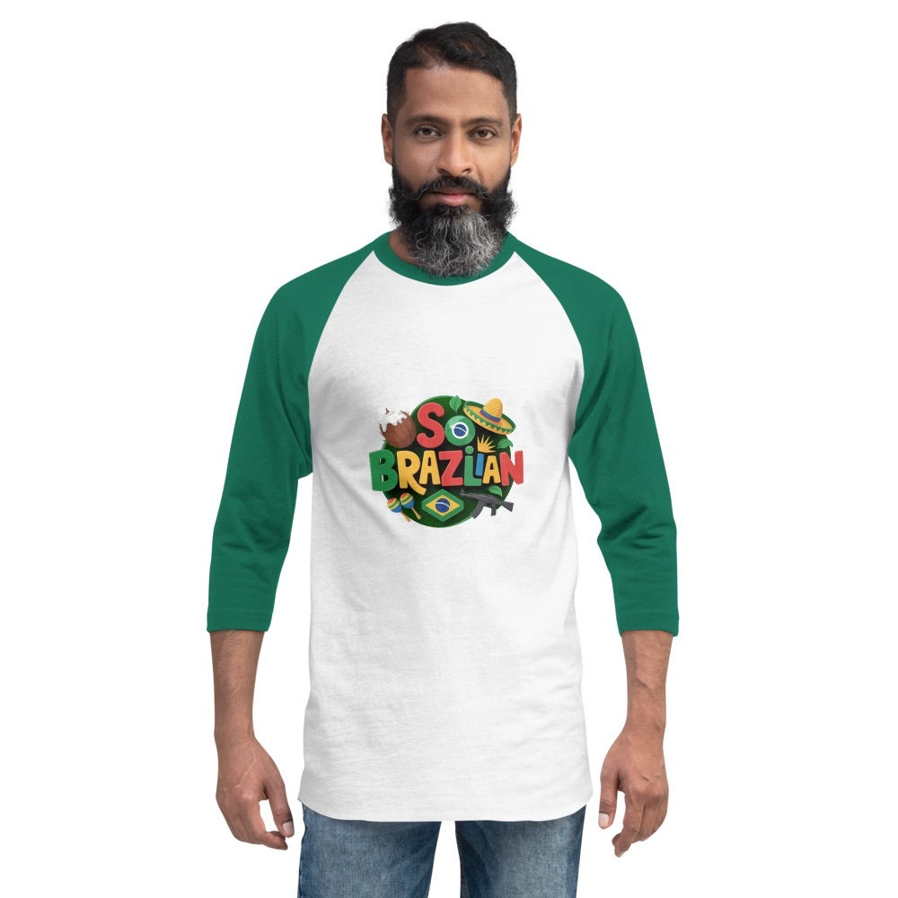 So Brazilian Graphic Raglan Tee with Green Sleeves From I’M So What Co